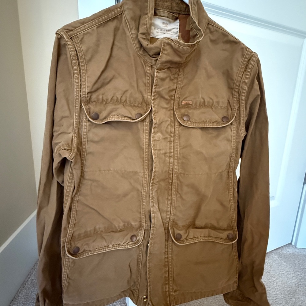 Scotch & Soda Khaki Field Jacket with Front Flap Pockets